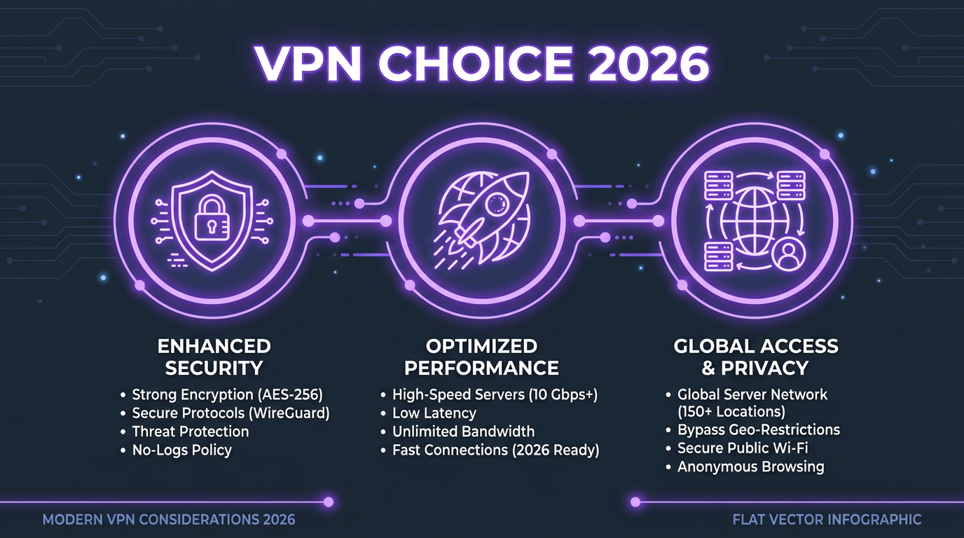 диаграмма выбор VPN 2026 — стиль HiddifySales, нейтральная палитра.