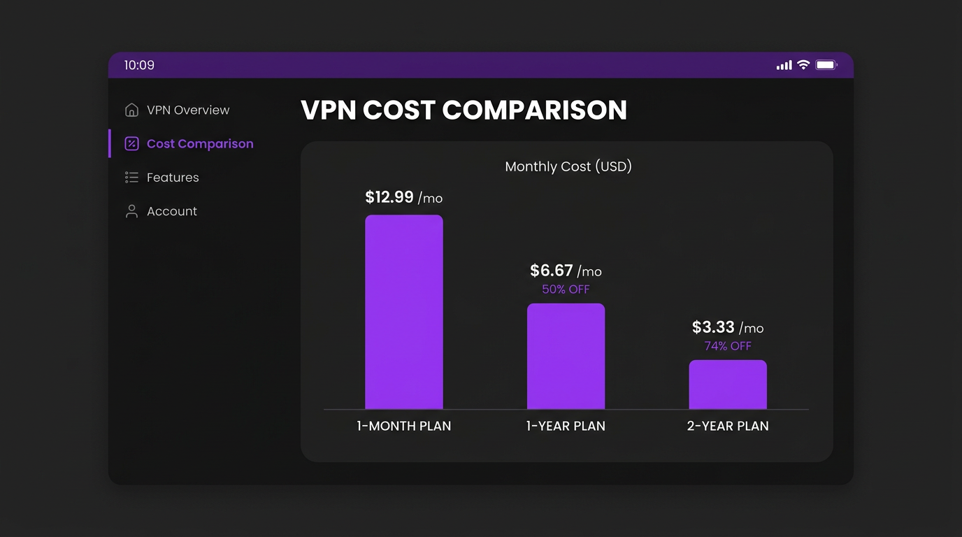 диаграмма цены VPN 2026 — стиль HiddifySales, нейтральная палитра.