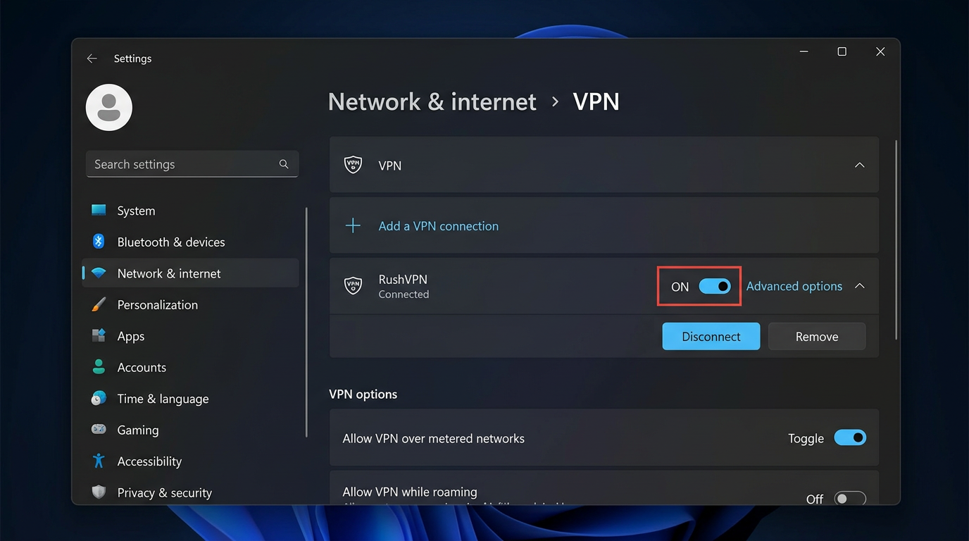 Windows 网络部分:VPN 连接和切换(插图)。